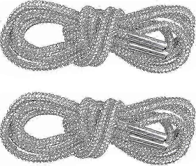 1ペアラインストーングリッターロープ、クリスタルブリンスシャイニーラウンドシューズシューレース(スニーカー用)、巾着コード交換(ホワイト)