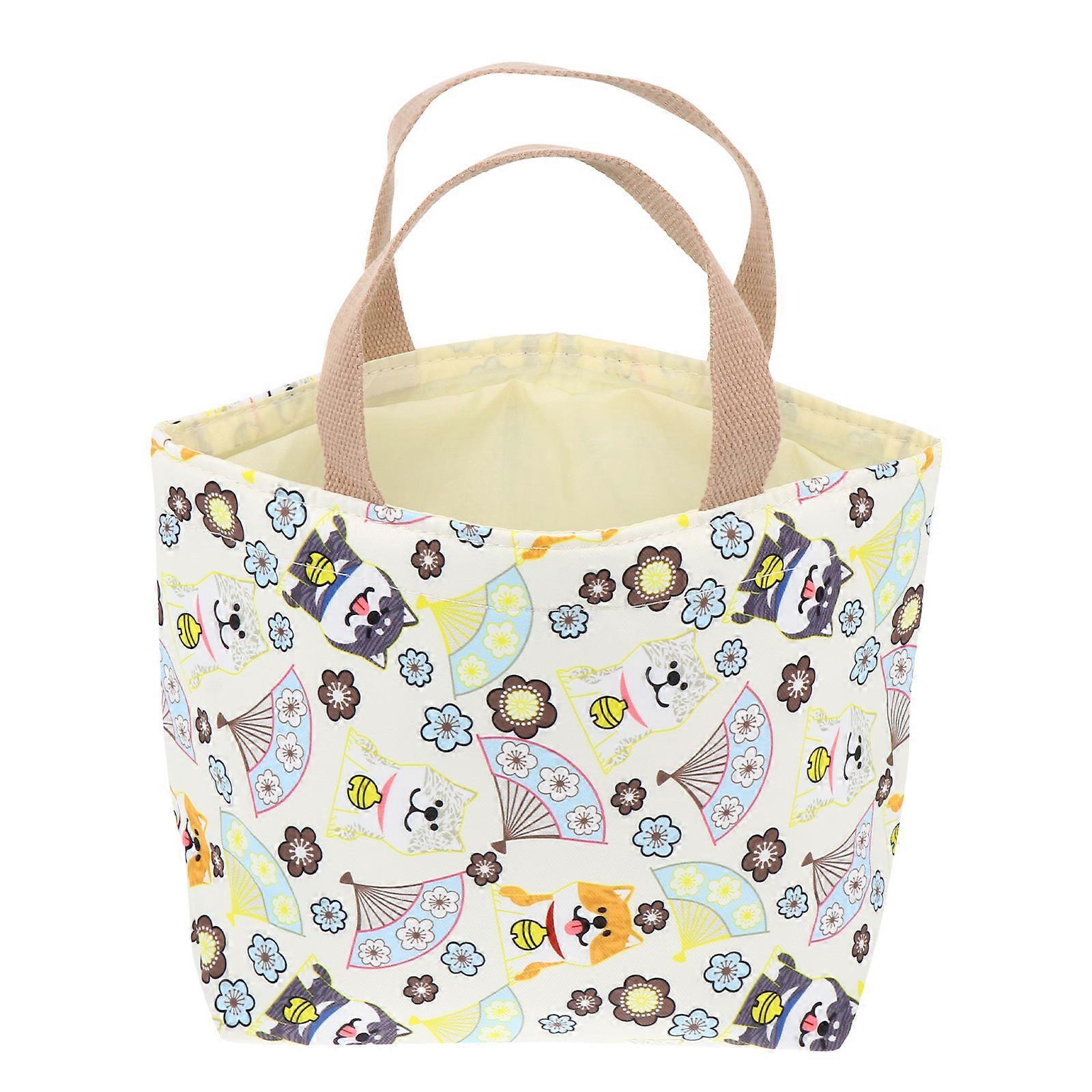 Insulation Lunch Box Bag Japanese Style Drawstring Function 2Pcs Cartoon Pattern