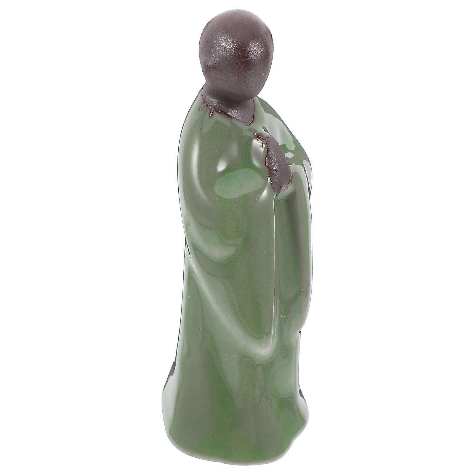 Ceramic Monk Statue for Home Decoration with 5Pcs Mini Monk Figurines