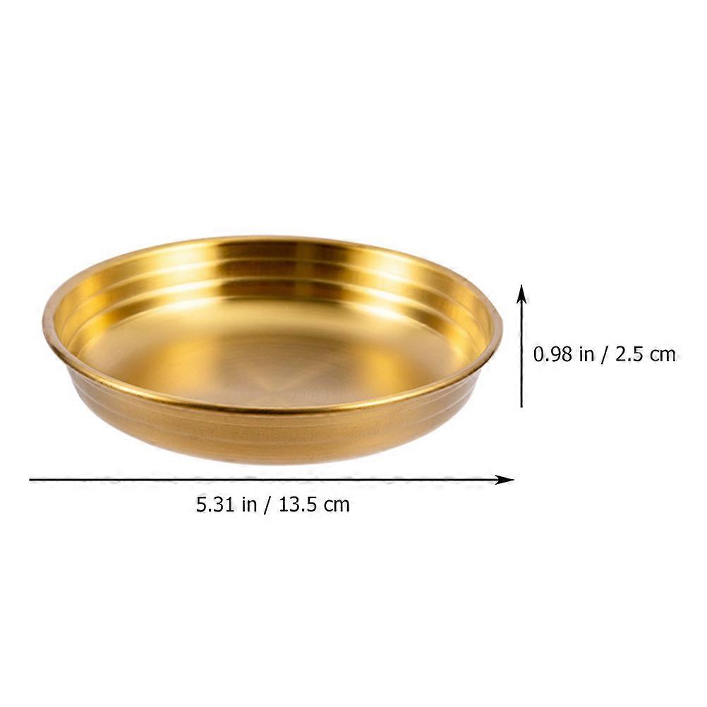 Sauce Dish Korean Kimchi Dish for Home 3Pcs Golden Flat Saucer
