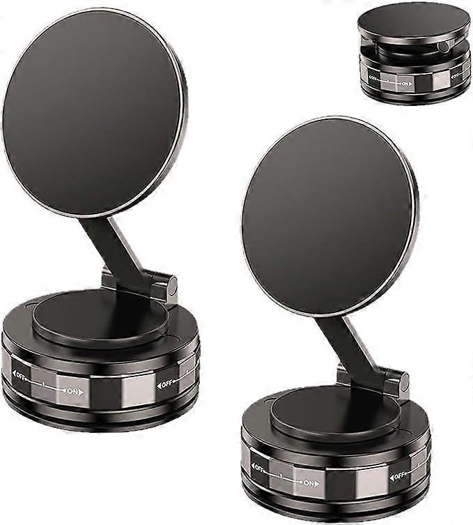 Vacuum Adsorption Magnetic Bracket Phone Holder 360Degree Adjustable Mount Foldable Car Mirror Gym 2Pack