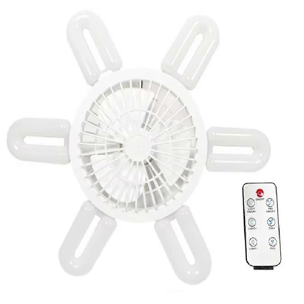 Socket Fan Light Small Ceiling Fan Adjustable Speed Folding Leaf Lamp