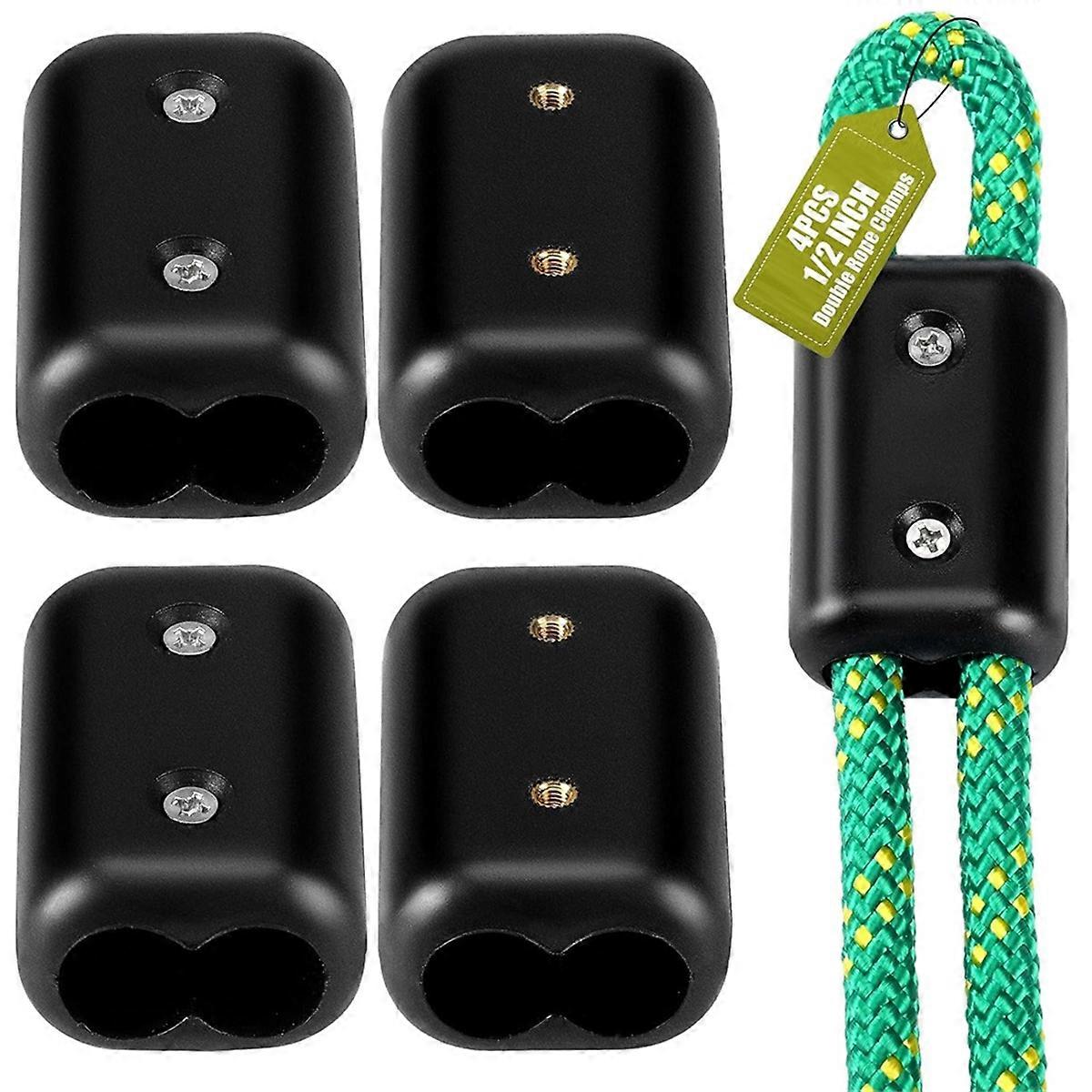 4Pc Double Rope Clamps Reusable Rope Clamp 1/2in Plastic Cord Connector Suitable for 9-10mm Double N