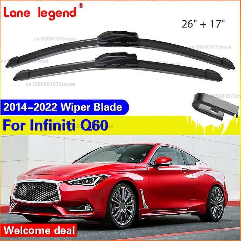 Applies to Car Wiper Blade For Infiniti Q60 2014 - 2022 Windshield Rubber Front Window Wiper 26"+17" LHD Auto Accessories U Type J Hooks