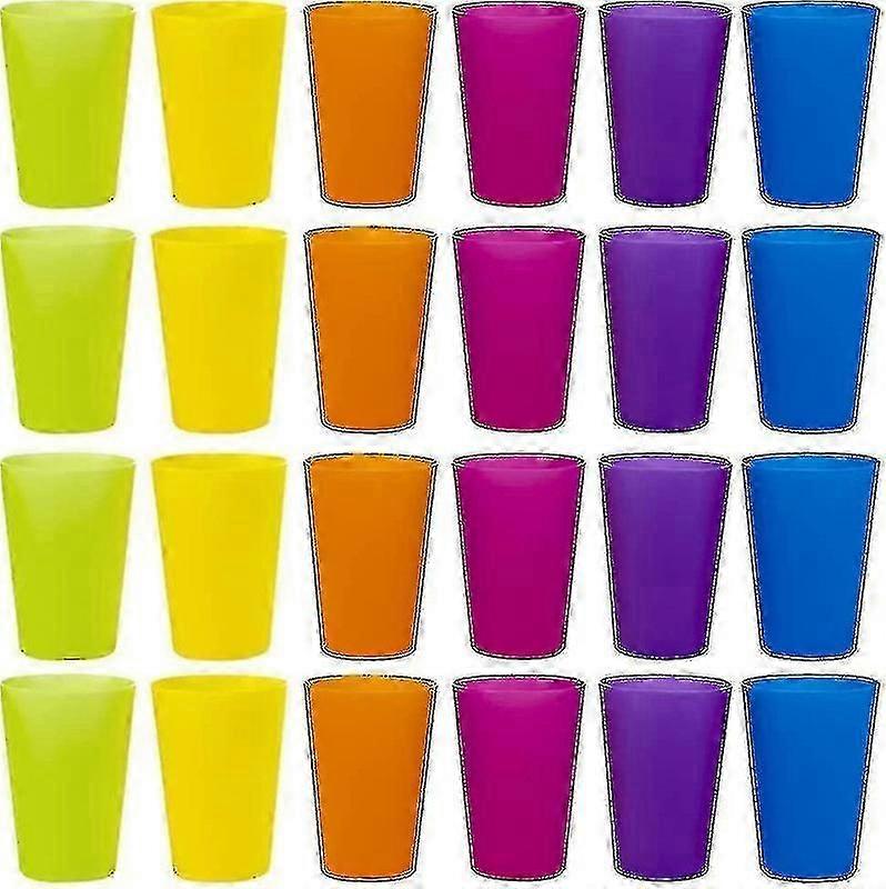 24 Pcs Reusable Plastic Cups 6 Bright Colors Plastic Cups For Kids Camping