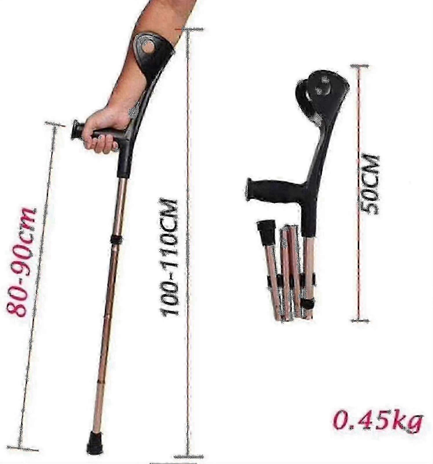 Folding Elbow Arm Adult Crutches, Height Adjustable Arm Cuff Momentum, Portable hwy