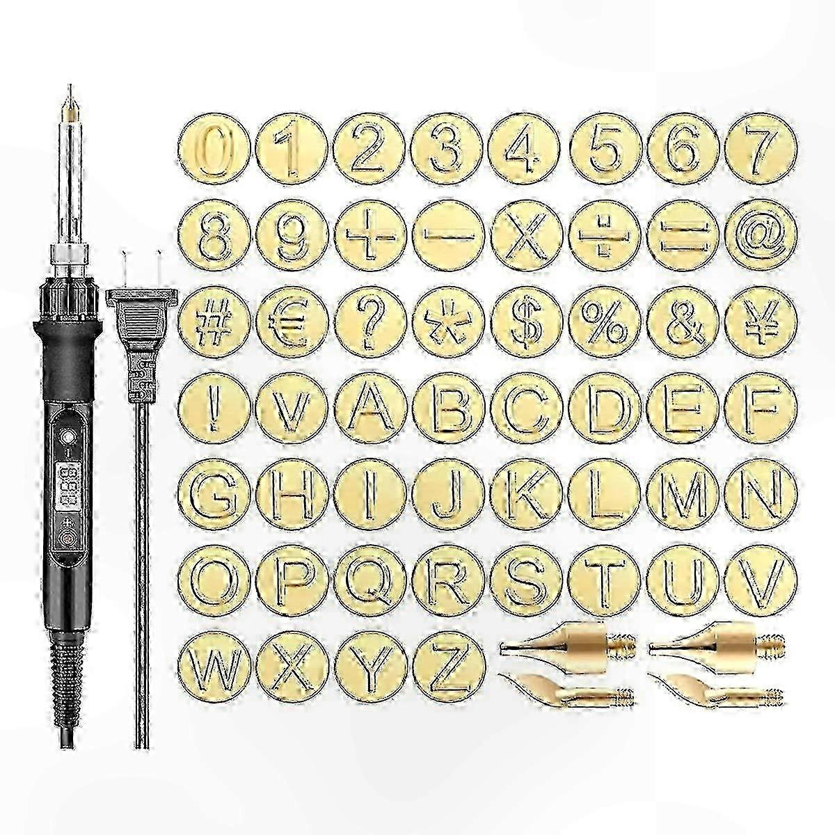 Pyrography Art Kit with Stencils and Alphabets for Wood and Leather Crafting, 56-Piece Engraving Tool Set