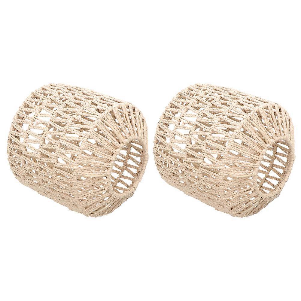 Beige Ceiling Light Cover for Decor 2Pcs Chinese Style Paper String Lampshade