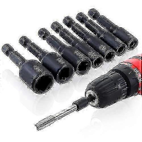 Exclent 7pcs M4-m14 Tap Socket Adapter 1/4 polegadas Hex Shank Machine Tap Square Thread Driver Adapter para broca elétrica
