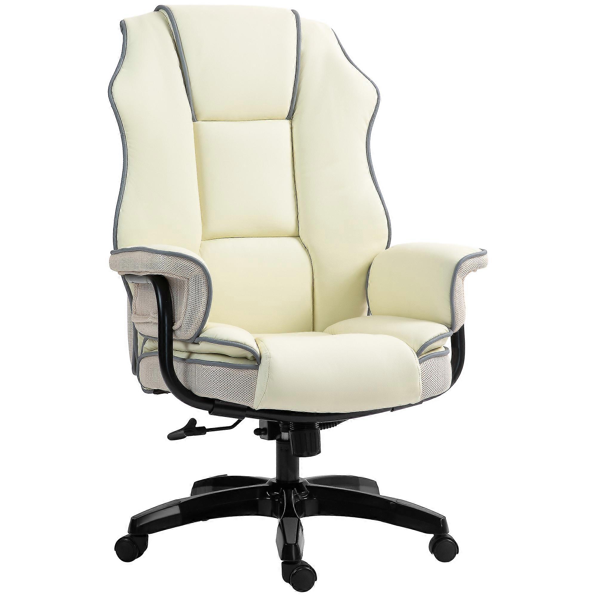 Cream Ergonomic Office Chair Adjustable Backrest Height Reclining
