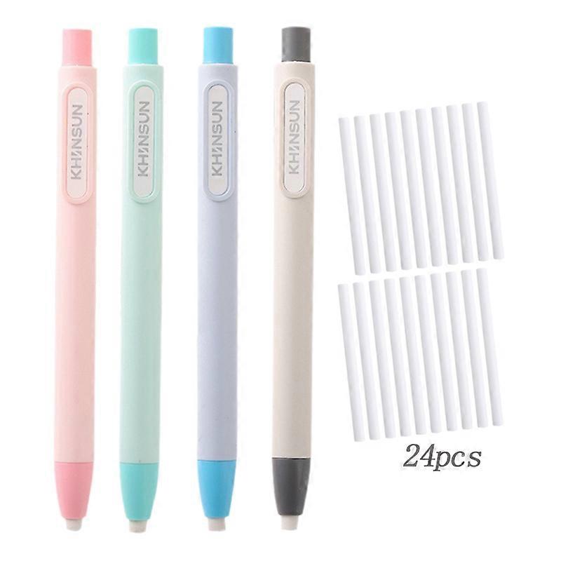 24Pcs Pen Shape Press Type Pencil Eraser Replaceable Core Sketching Painting Writing Erase Office Supplies Japanese Stationery