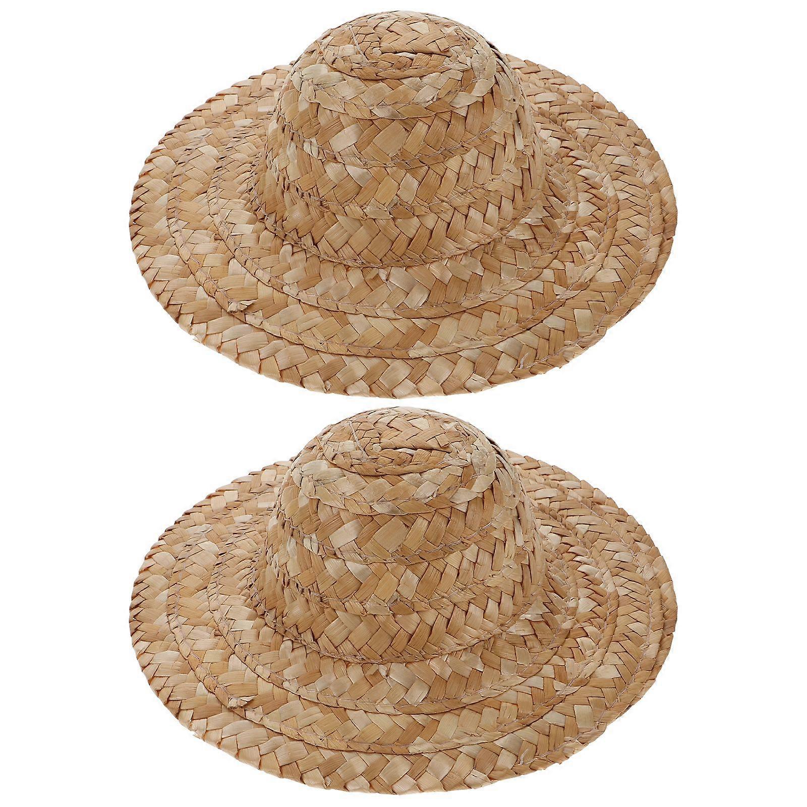 2pcs Blank Straw Woven Hat Can Be Painted With Color Unfinished DIY Straw Hat Kids DIY Straw Hat