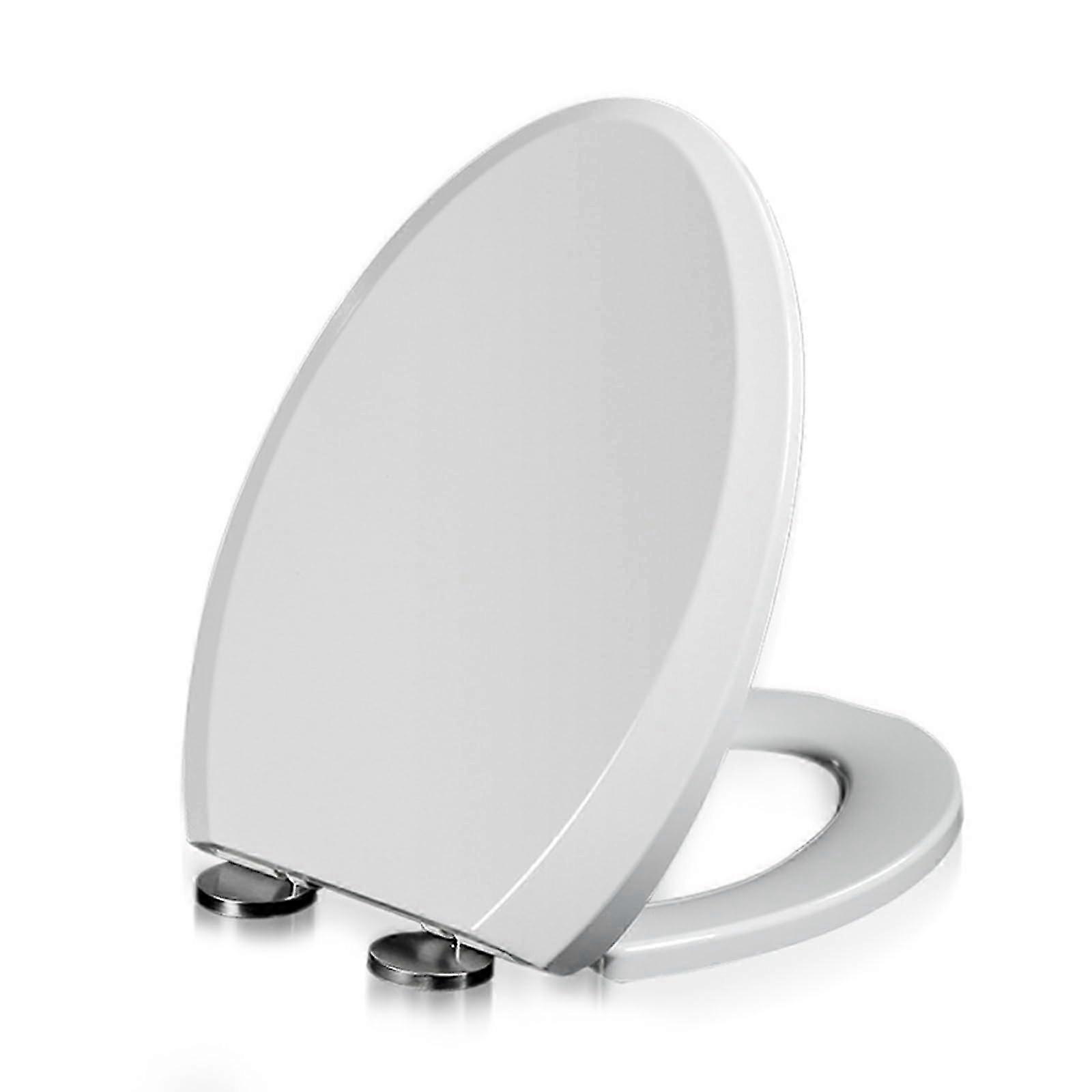 Toilet Seat V-Shape 36 x 45 cm with Soft-Close Mechanism, Quick Release, PP Material, Stainless Steel Attachment, White