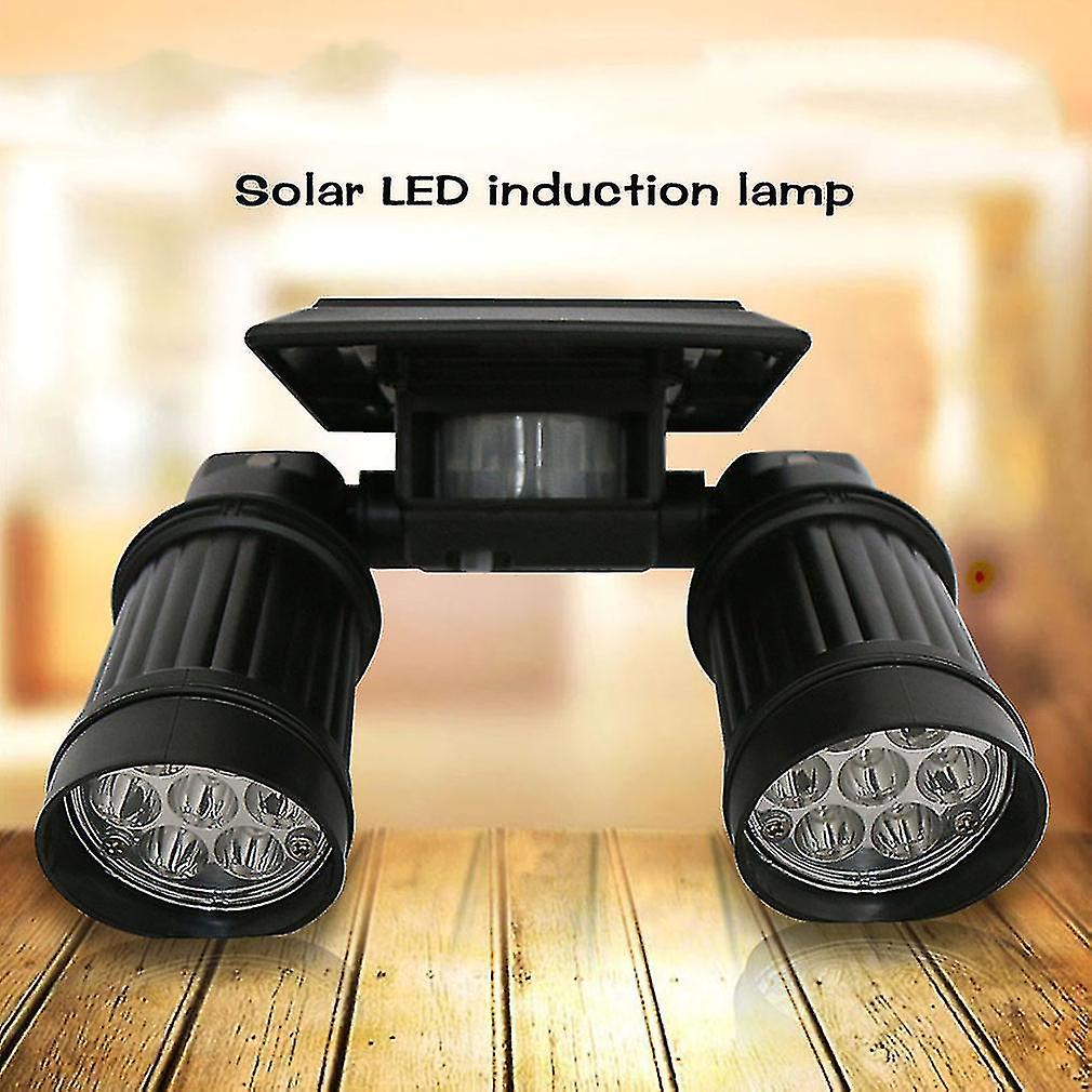 Auto Solar Powered Lights Pir Motion Sensor Double Head Spotlight Réglable