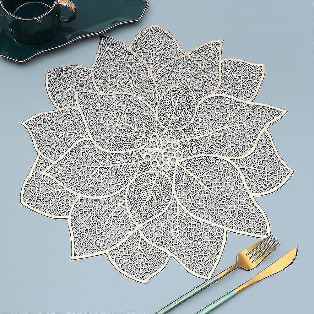 Set of 4 Lotus Waterproof and Oil Resistant PVC Placemats - Set of 4 Decorative Placemats for Home