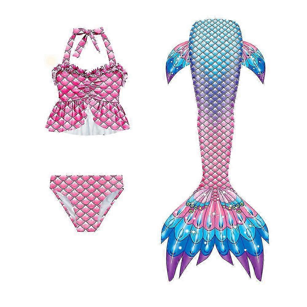 Maillot de bain queue de sirène pour filles, ensemble de 3 pièces, costume Ariel Cosplay, ensemble bikini de plage fantaisie