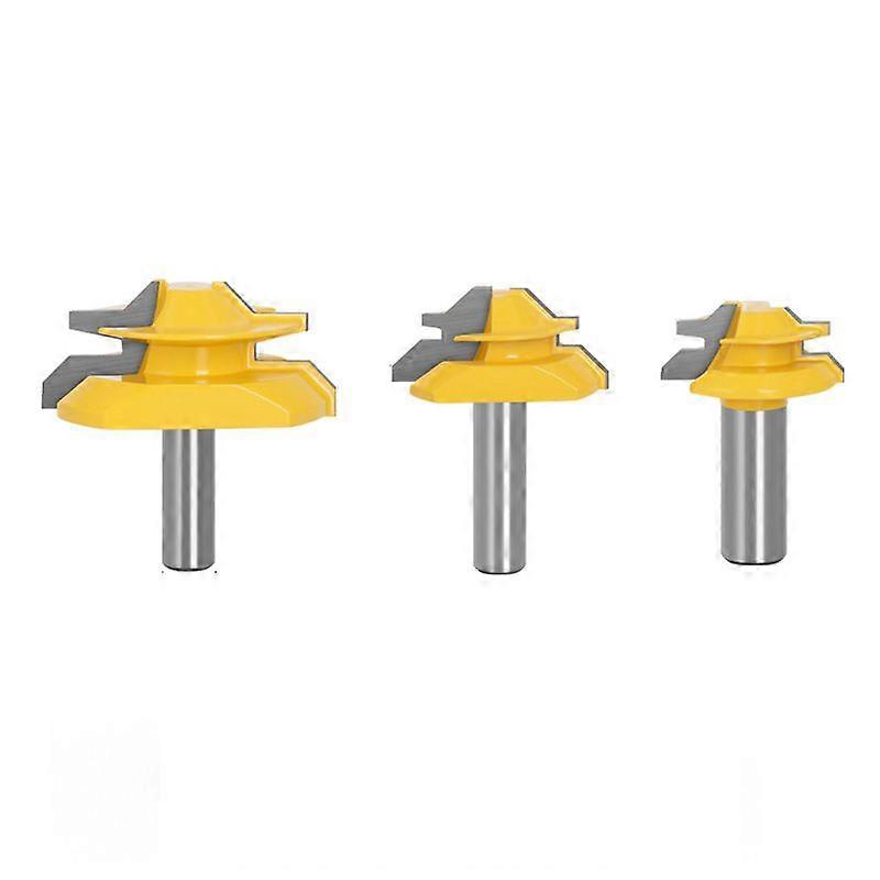 3PCS Tongue and Groove Router Bit Tool Set1/2'' Shank + 45 Lock Miter Bit Shank - Solid Steel, Anti Kickback Design, Easy Operation - for Doors, Table