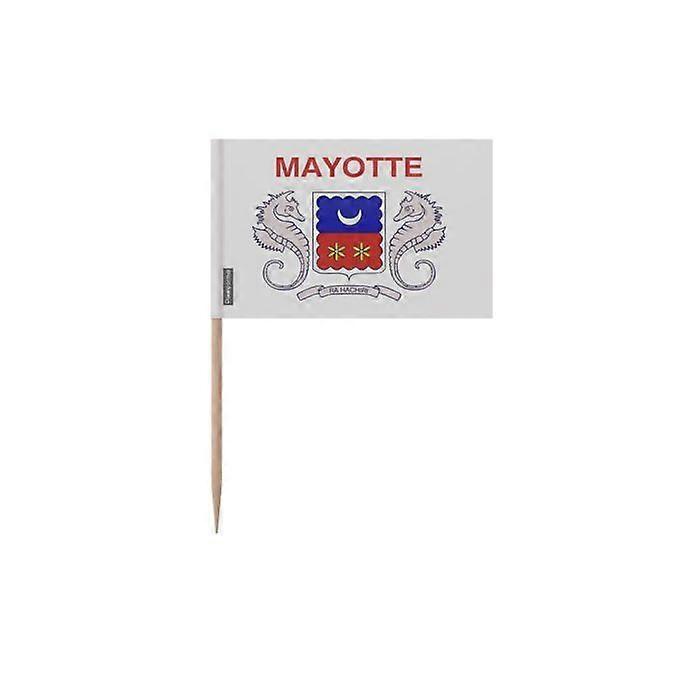 Toothpicks Mayotte Flag - 8 cm - 100 pieces - Adhesive plastic - Bamboo stick - Pixelforma