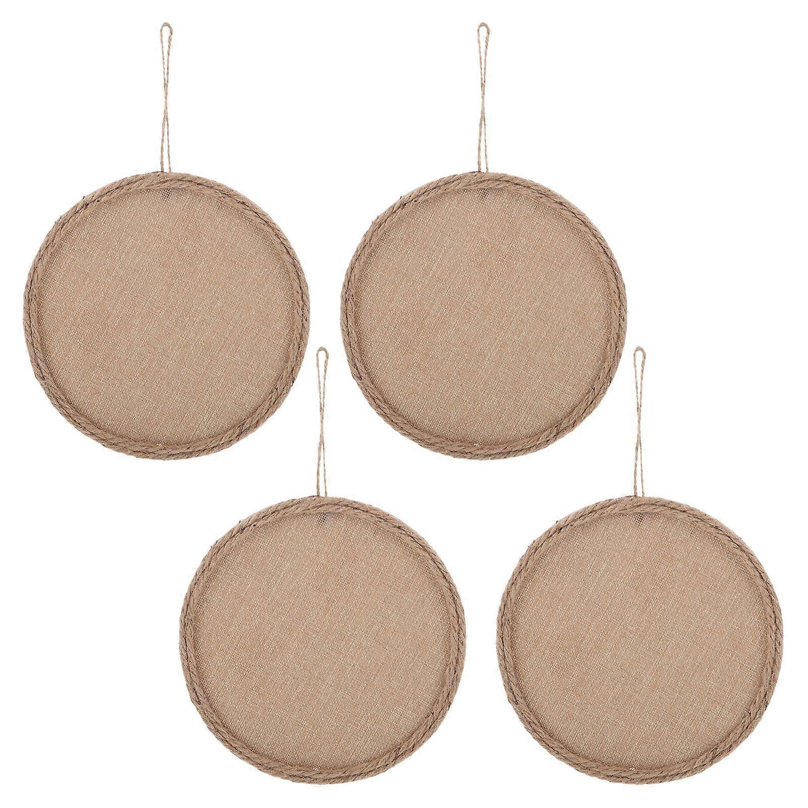 4pcs Linen Canvas: Diy Burlap Canvas Board With Jute Rope Frame For Kids - String Art Supplies Linen Panels Rope Weaving Boards For Classrooms Nursery
