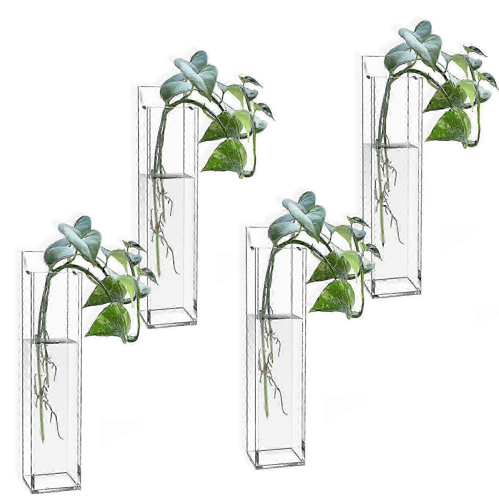 4 Pack Clear Wall Planters for Home or Office Decor