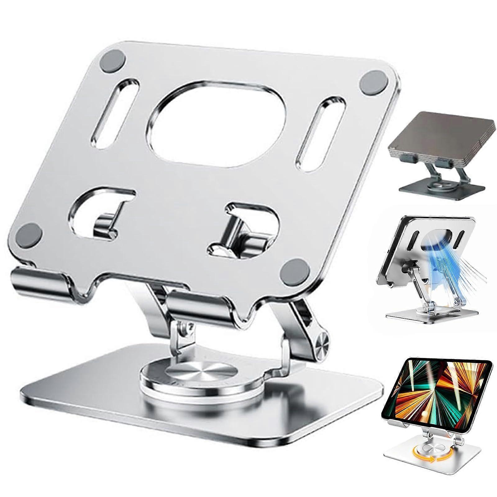 Rotating Stand For Laptop Adjustable 360 Degree Base Foldable Aluminum Stand For 1017 Inch Laptops Silver