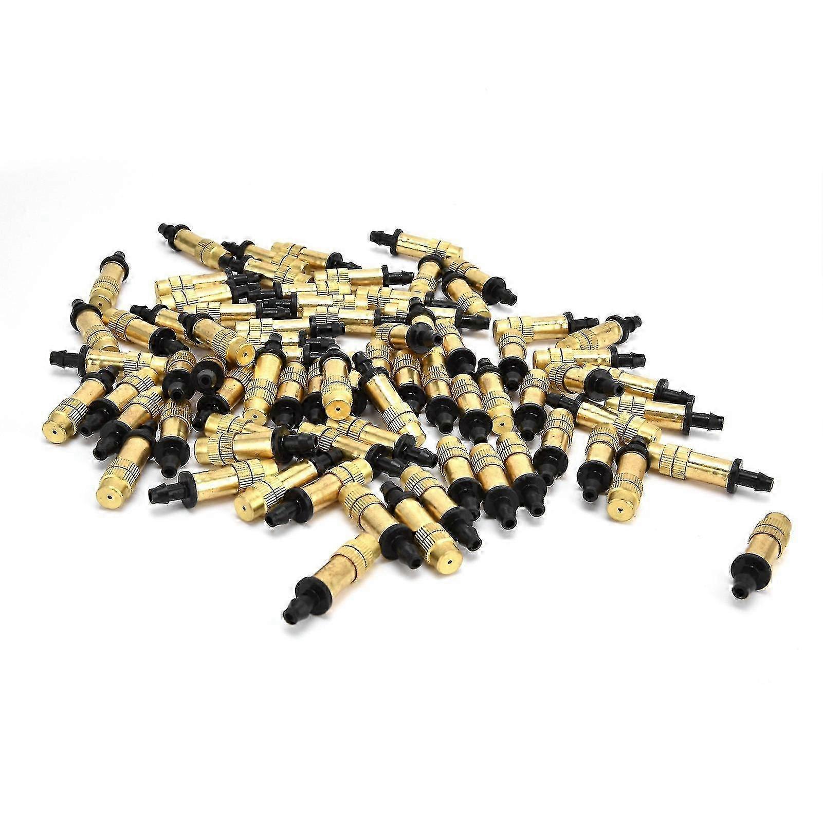 100PCS Single Hook Copper Atomizing Nozzle Drip Irrigation Sprayer Atomizing Sprinkler for 4/7 Hose