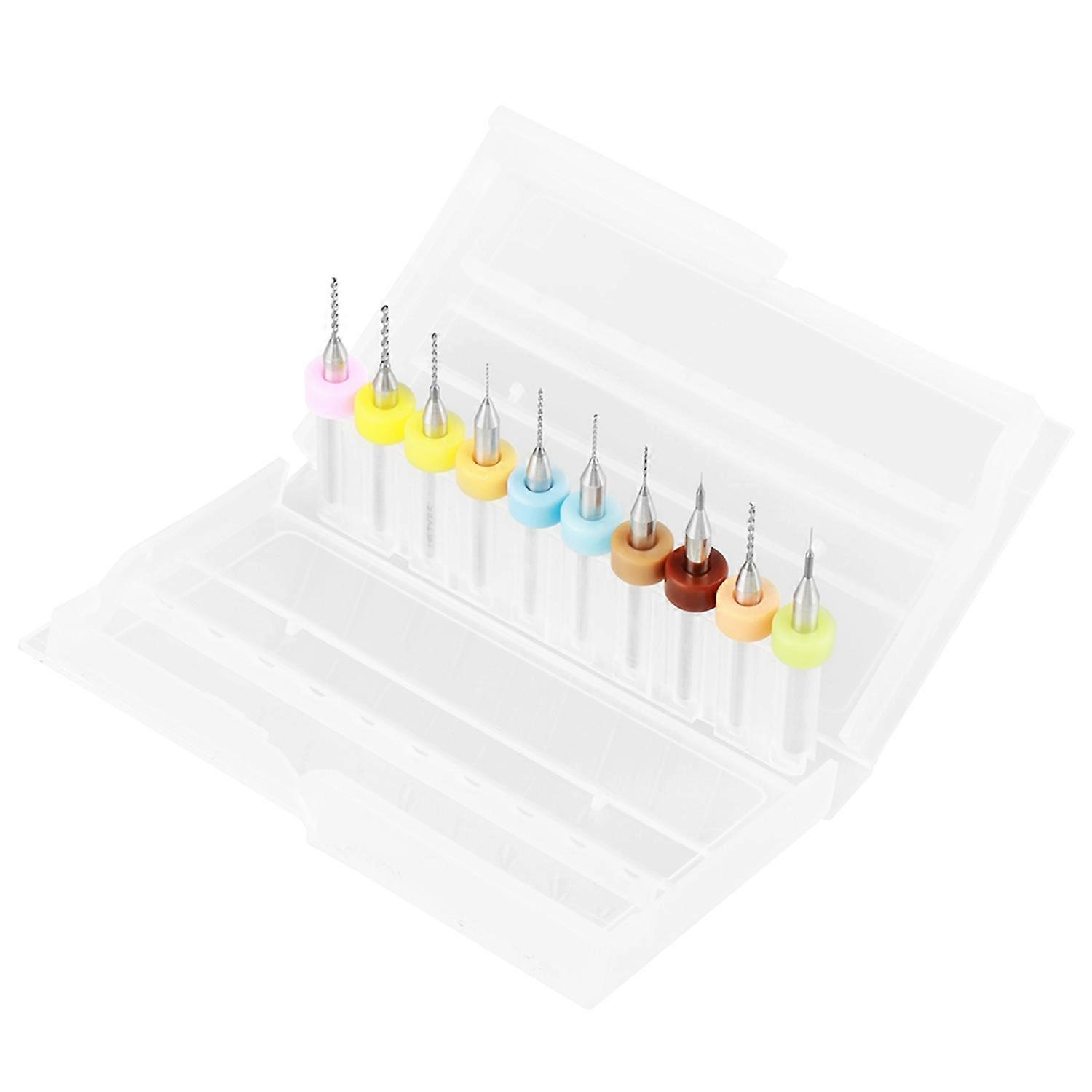 10Pcs 0.1-1.0mm Tungsten Carbide Micro Drill Bits Set Tool for PCB Print Circuit Board