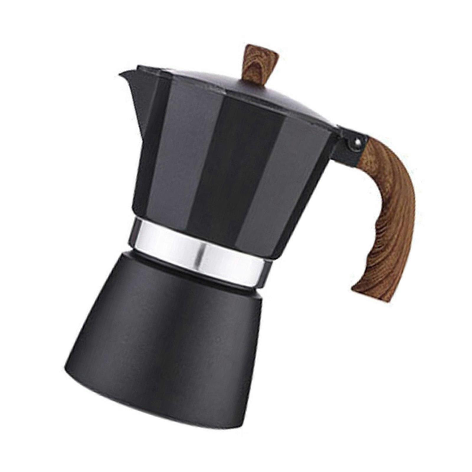 Ergonomic Wood Handle Fast Brewing Stovetop Coffee Maker 150ml/300ml Induction Espresso Pot for Office or Home Use Multicolor