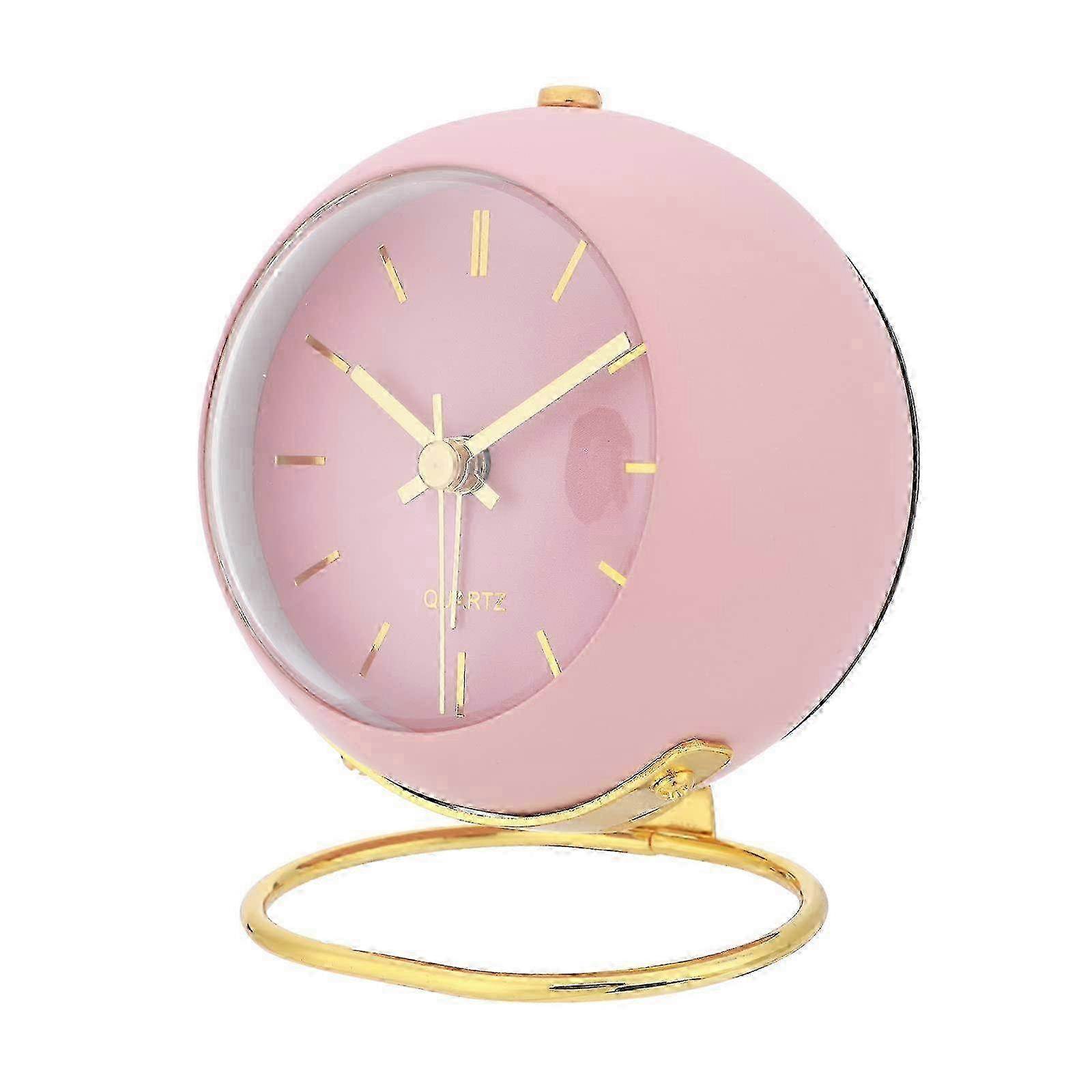 Non Ticking Clock with Light,Desk Clock for Bedrooms(Pink)
