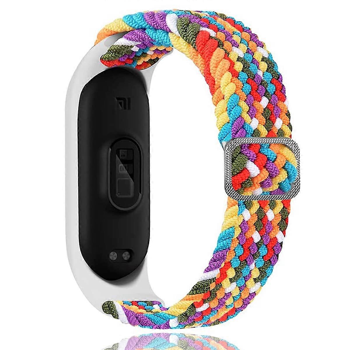 Nylon Bracelet For Compatible Mi Band 6/5/4/3 Elastic Braided Fabric Watch Strap Breathable Expandable