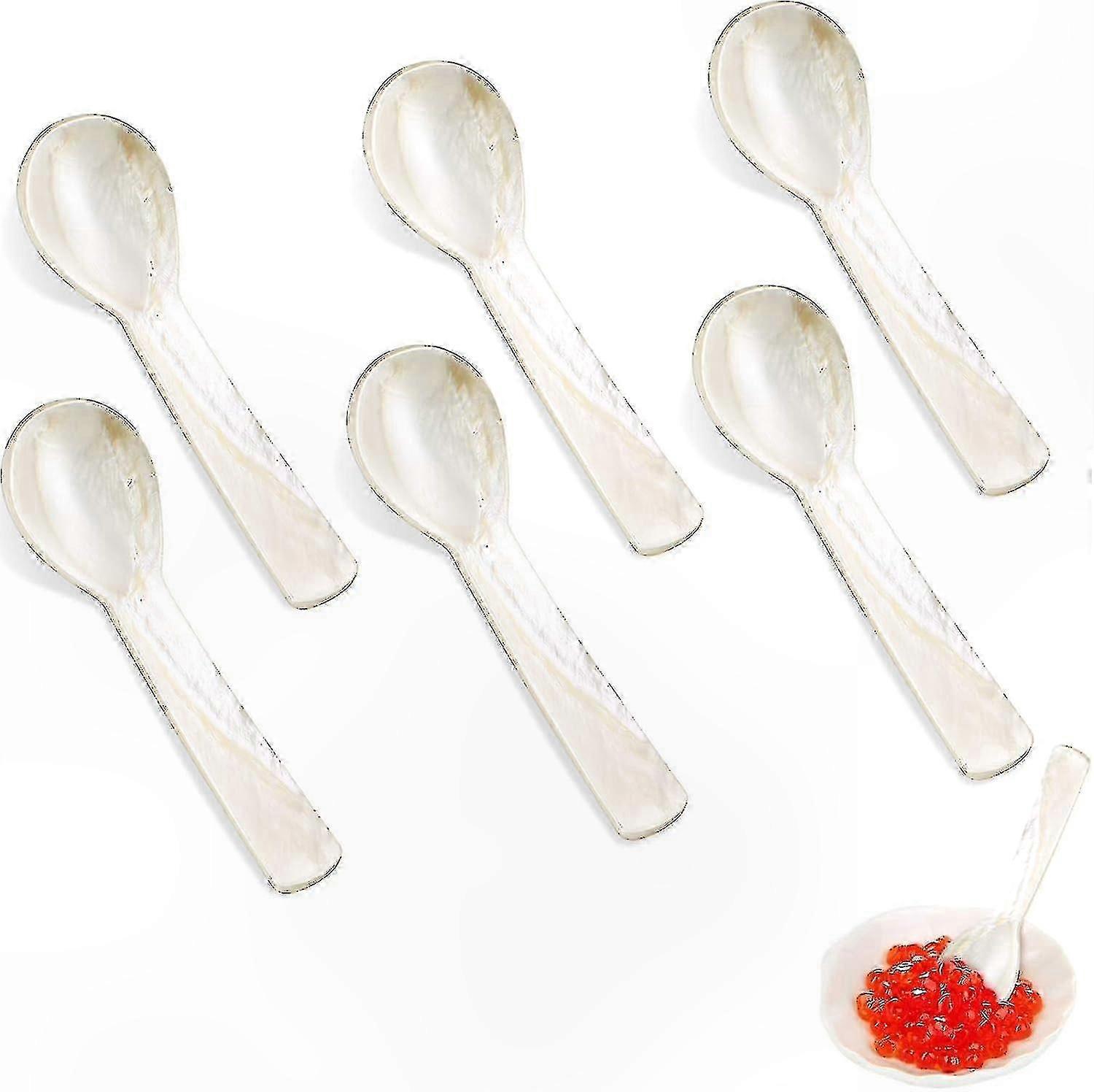 Mother of Pearl Caviar Spoons, Handcrafted Round Handle for Caviar, Eggs, Ice Cream