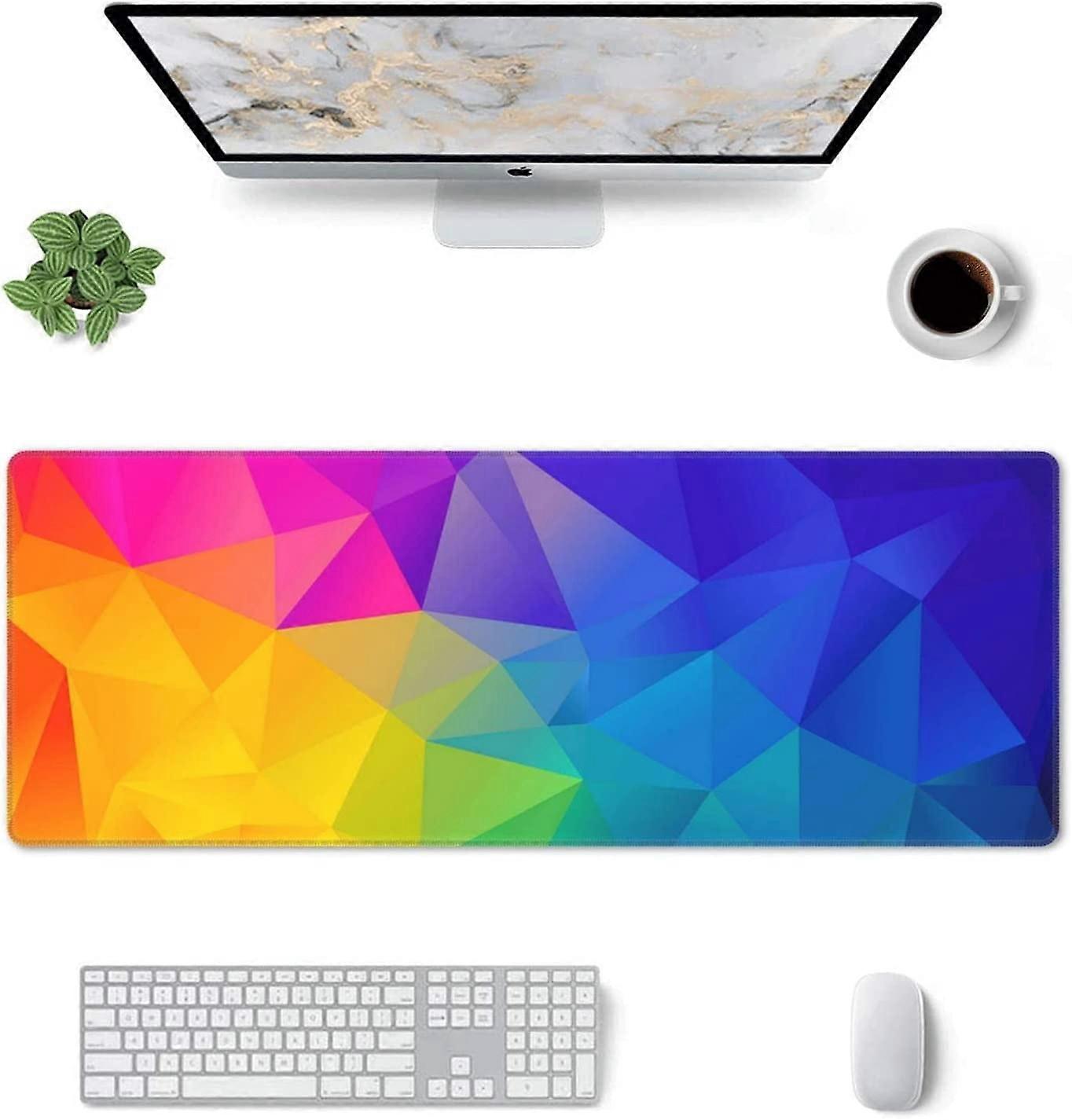 Large Cool Rainbow Gaming Mouse Pad Extended, XXL Big Keyboard and Mouse Desk Mats Suitable Desktop Office Home 31.5 ×