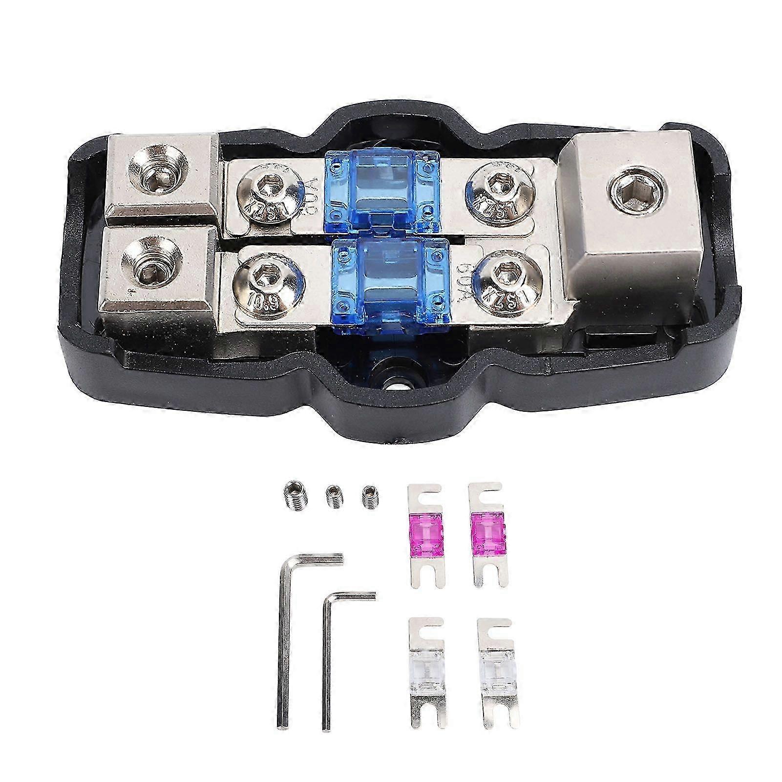 Mini ANL Fused Distribution Block Kit 1 in 2 Out with 60A 80A 100A Fuses For Automotive RV Yacht Power SystemHwy