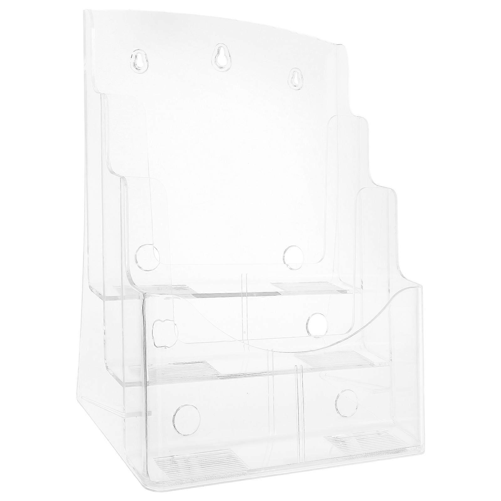 Transparent Acrylic Brochure Holder for Storage Use Document Display Stand Desk Use