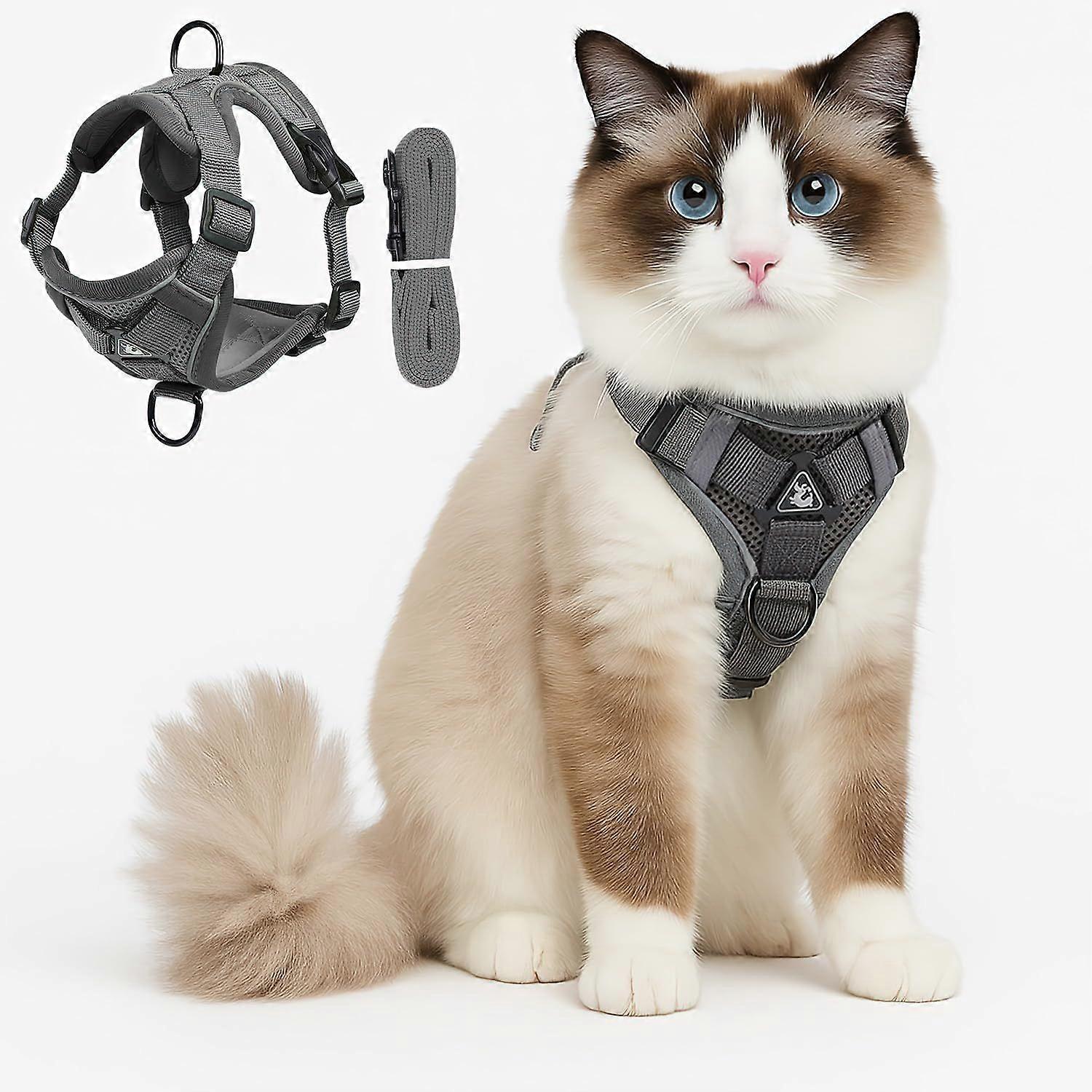 Cat Chest Harness and Leash Set for Walking Escape Proof, Soft Adjustable Vest