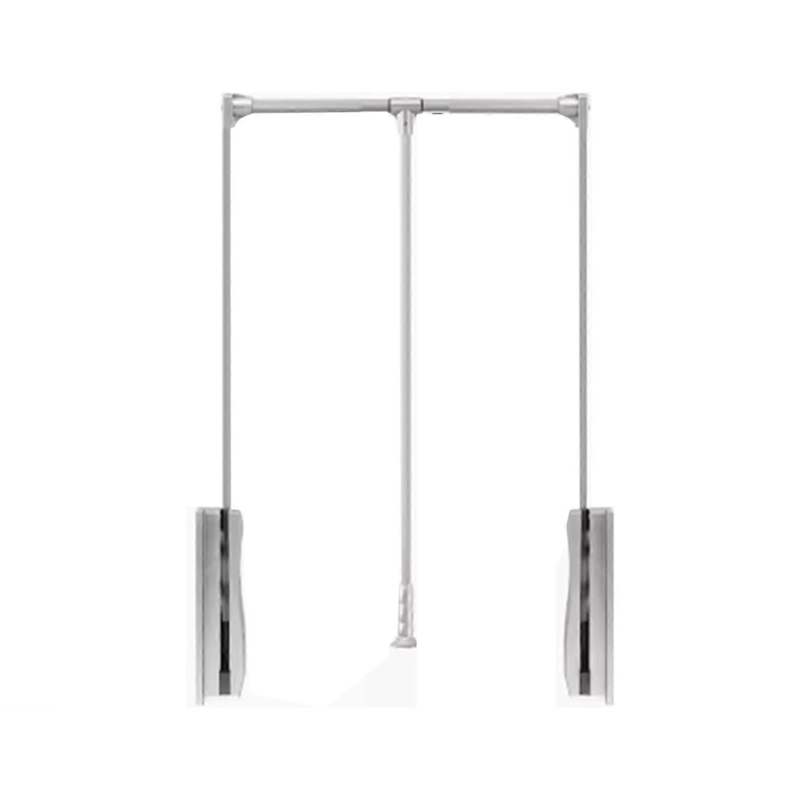 Pull Down Wardrobe Rod with Adjustable Width, Telescopic Closet Rail, Soft Close, Silver 660890mm