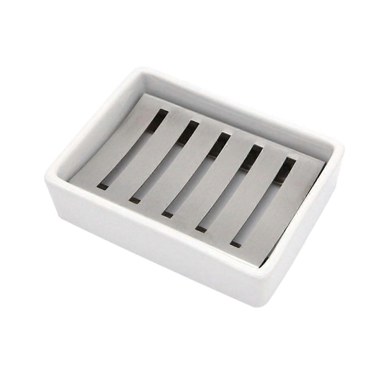 Wall Mounted Detachable Soap Dish Holder Stainless Steel Rectangular Bathroom Storage Container