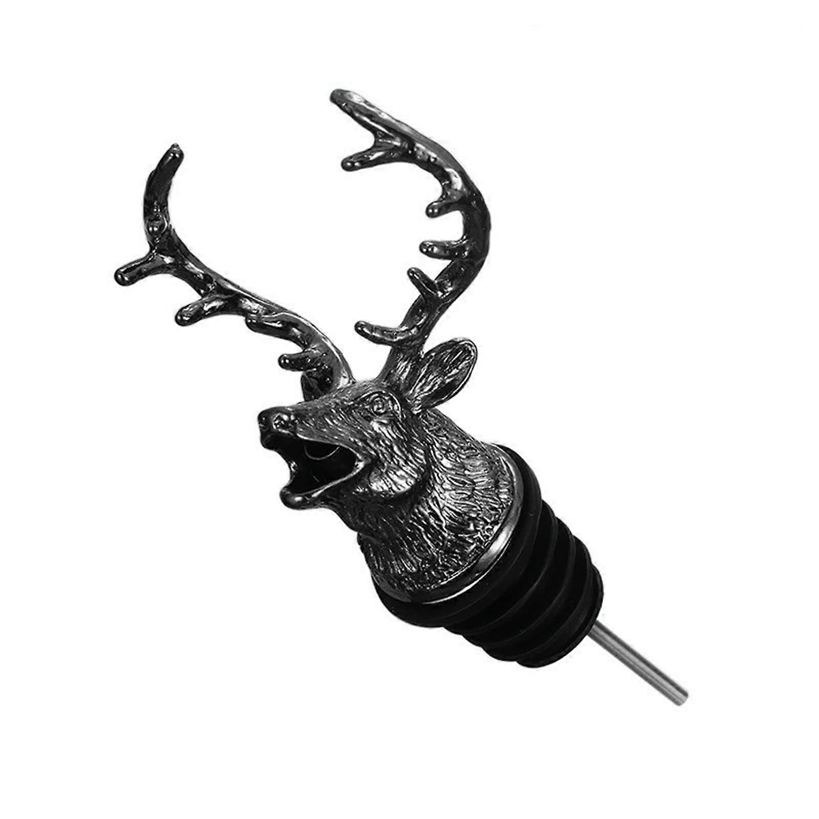 Wine Bottle Stopper and Pourer with Deer Head Design for Bartenders and Home Bar Use