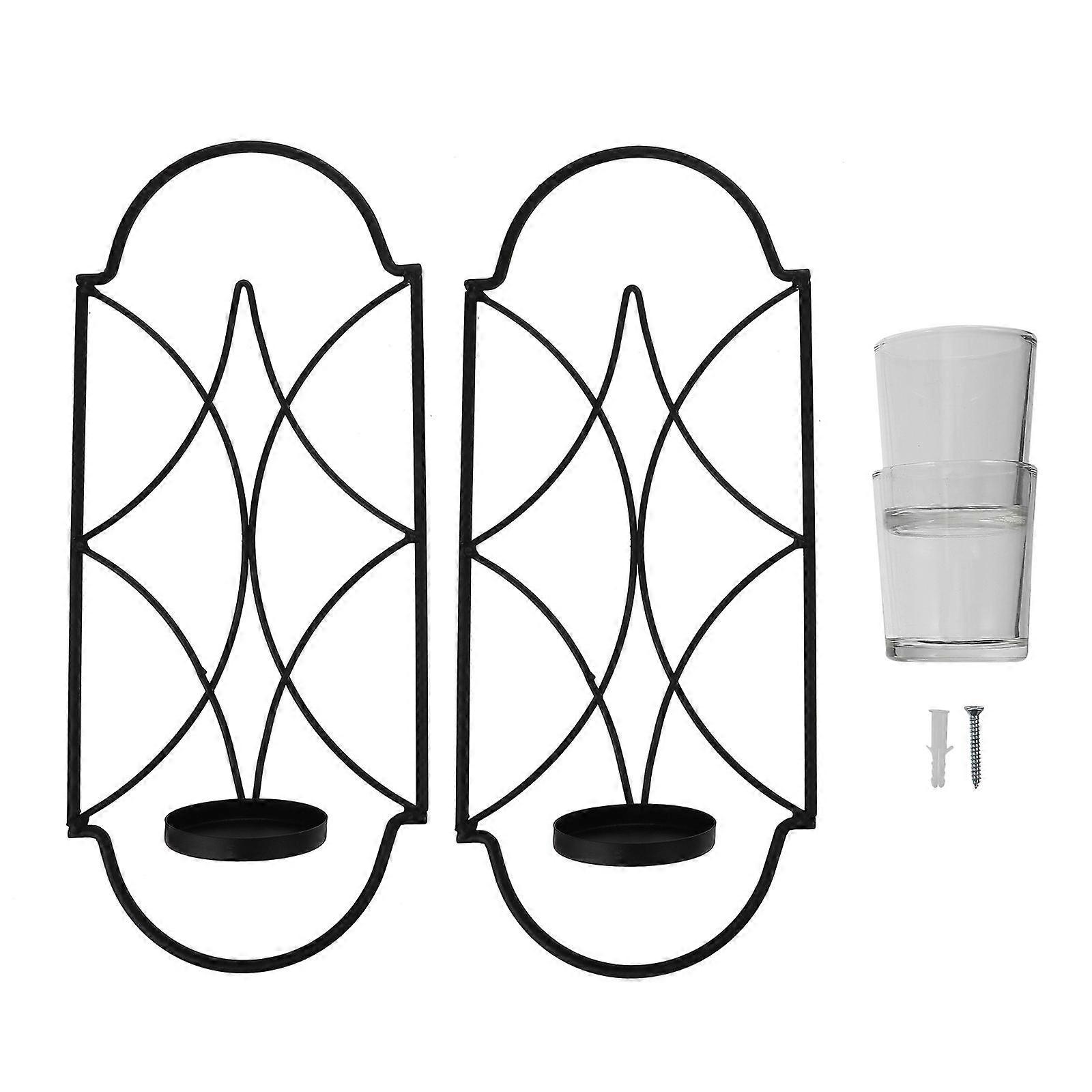 Metal Candle Holder Wall Mounted Candlestick for Storage Use 2Pcs