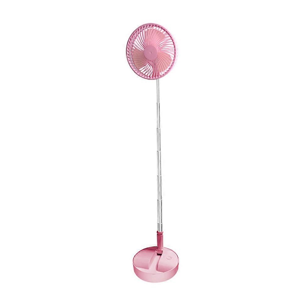 Folding Telescopic Floor Fan 4 Wind Speed Adjustment Pink