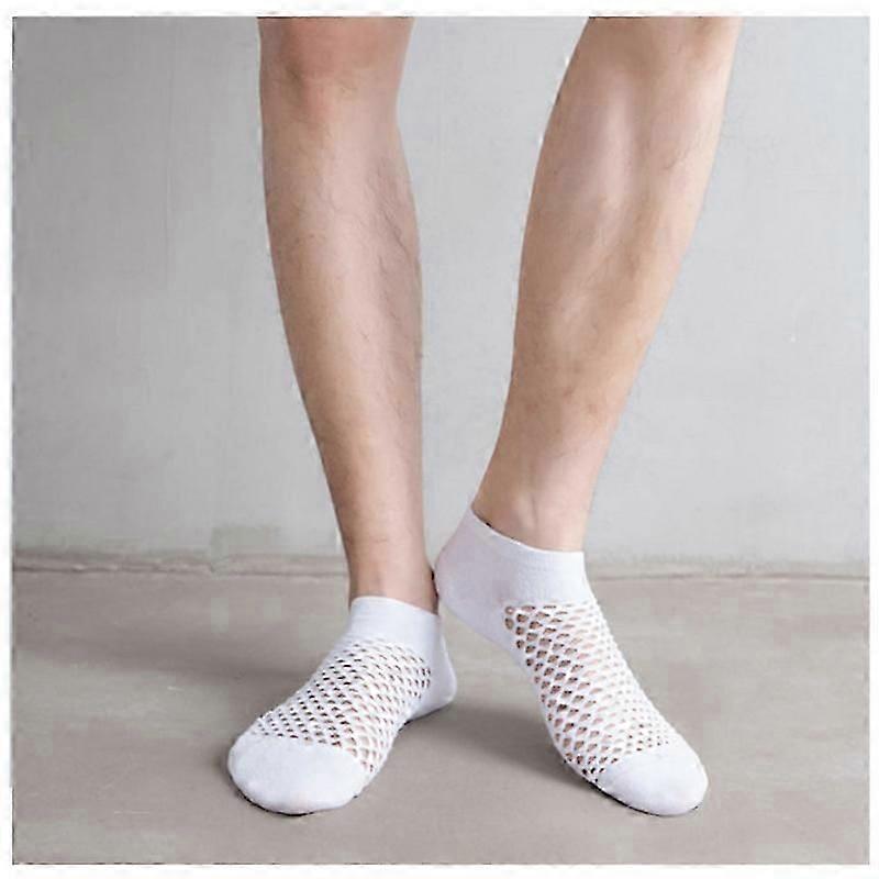 5 Pairs Spring Summer Solid Color Hole Socks Men Casual Soft Breathable