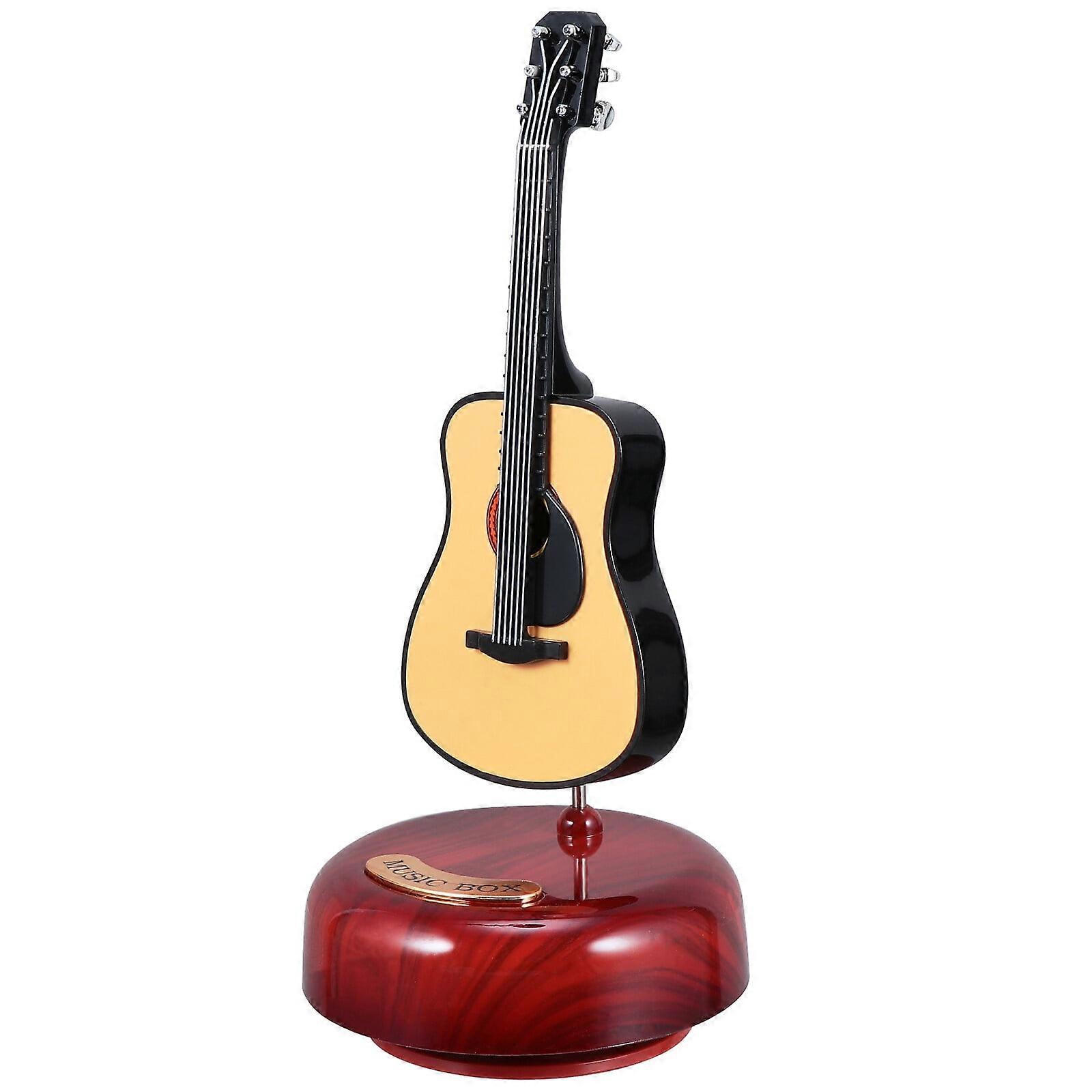 Guitar Box with Rotating Base Classic Box Instrument Model Crafts Theme Artware