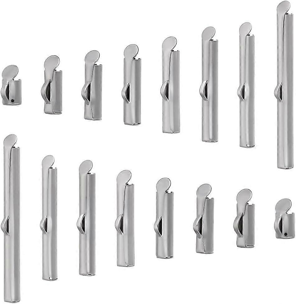 112Pcs Slide End Clasp 8 Size 304 Stainless Steel Slide On End Clasp Tubes Slider Clasp Jewelry Accessories for Beading Necklace Bracelet Making