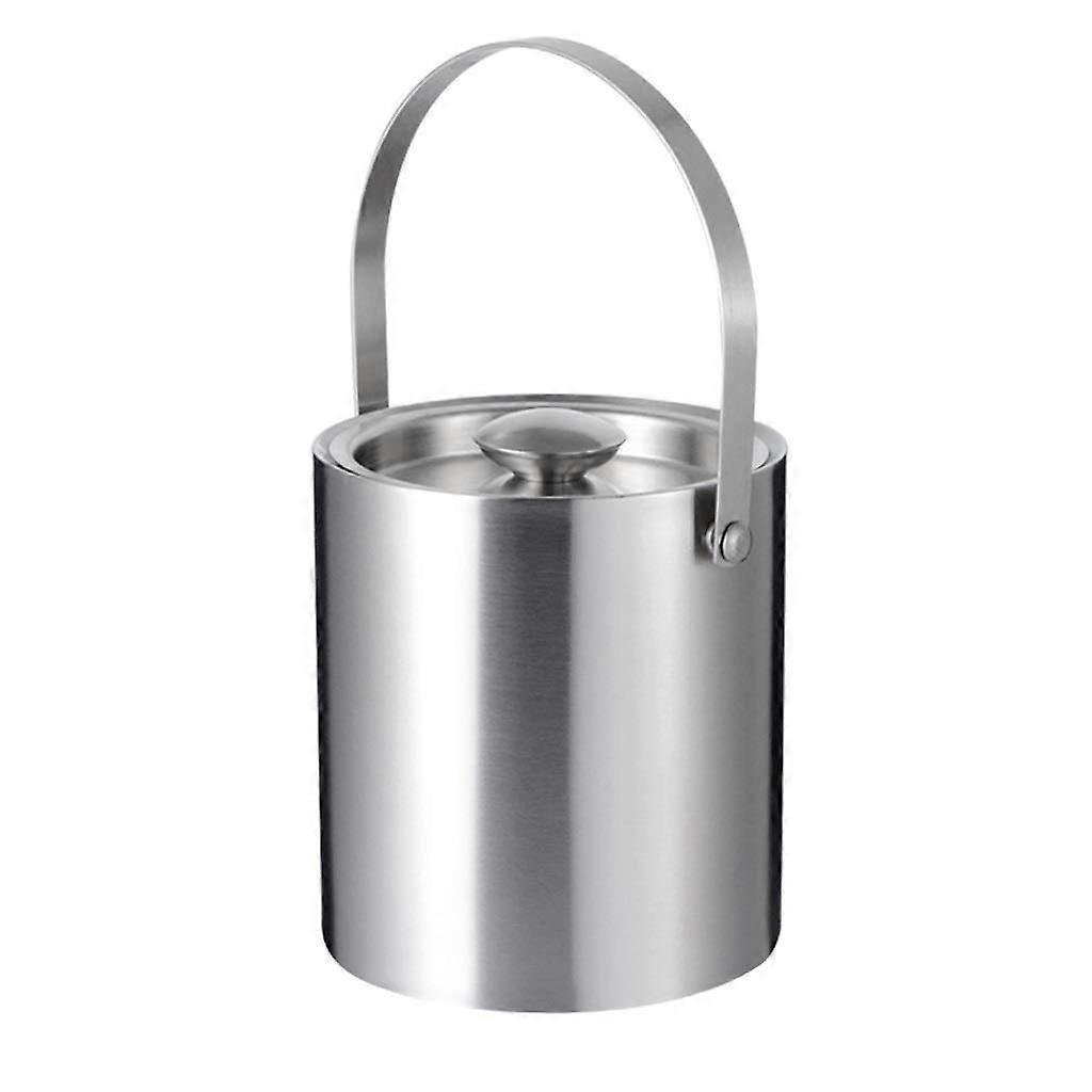 Stainless Steel Ice Bucket with Lid and Tongs, Double Wall Insulated for Champagne and Wine