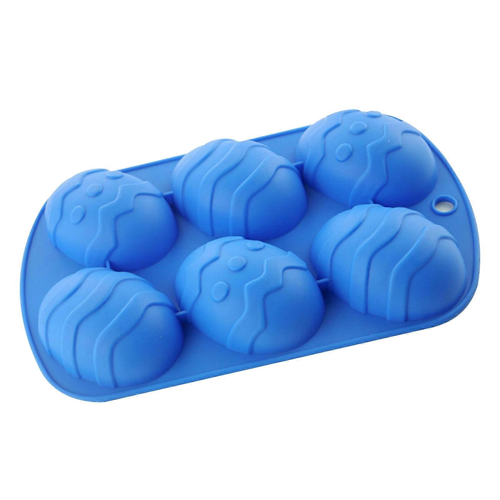 6-Cavity Easter Egg Molds Silicone Pan, Compatible with Chocolate, Candy, Cake - DIY Baking & Party Decorations