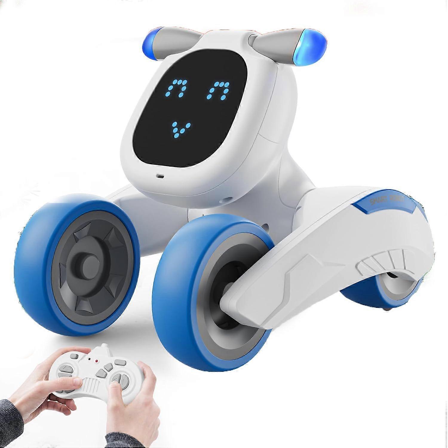 Remote Control Dog Robot, Voice & Touch Control Robot Pet Dog with LED/Record/Sing, for 5-10 Year Old.