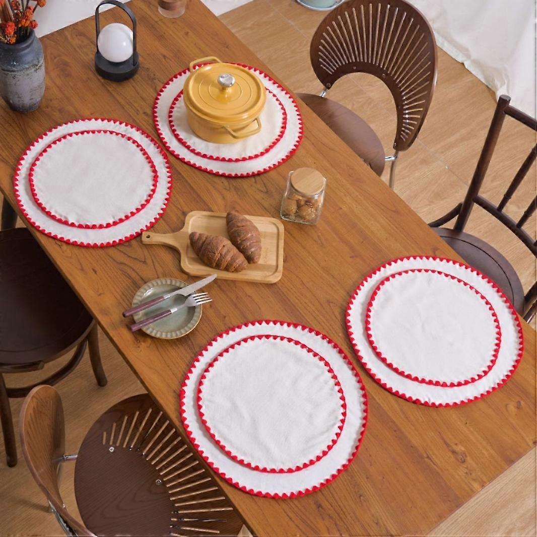 3 square placemats, size 32-45, simple and versatile, plain embroidered, heat-insulating, round, decorative, solid color tablecloth,