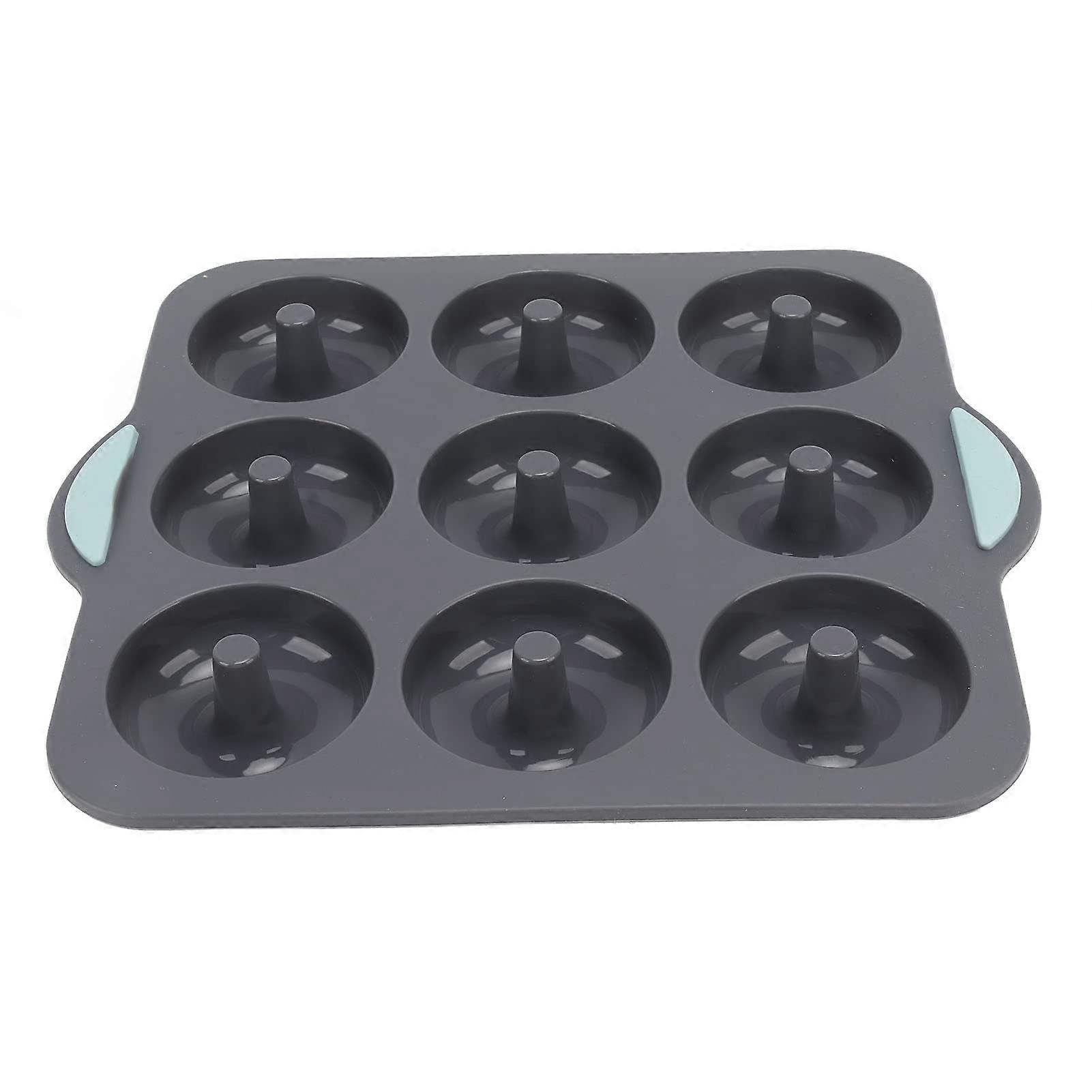 Silicone Donut Baking Pan 9 Cavity Nonstick Easy Release Microwave Dishwasher Safe Gray