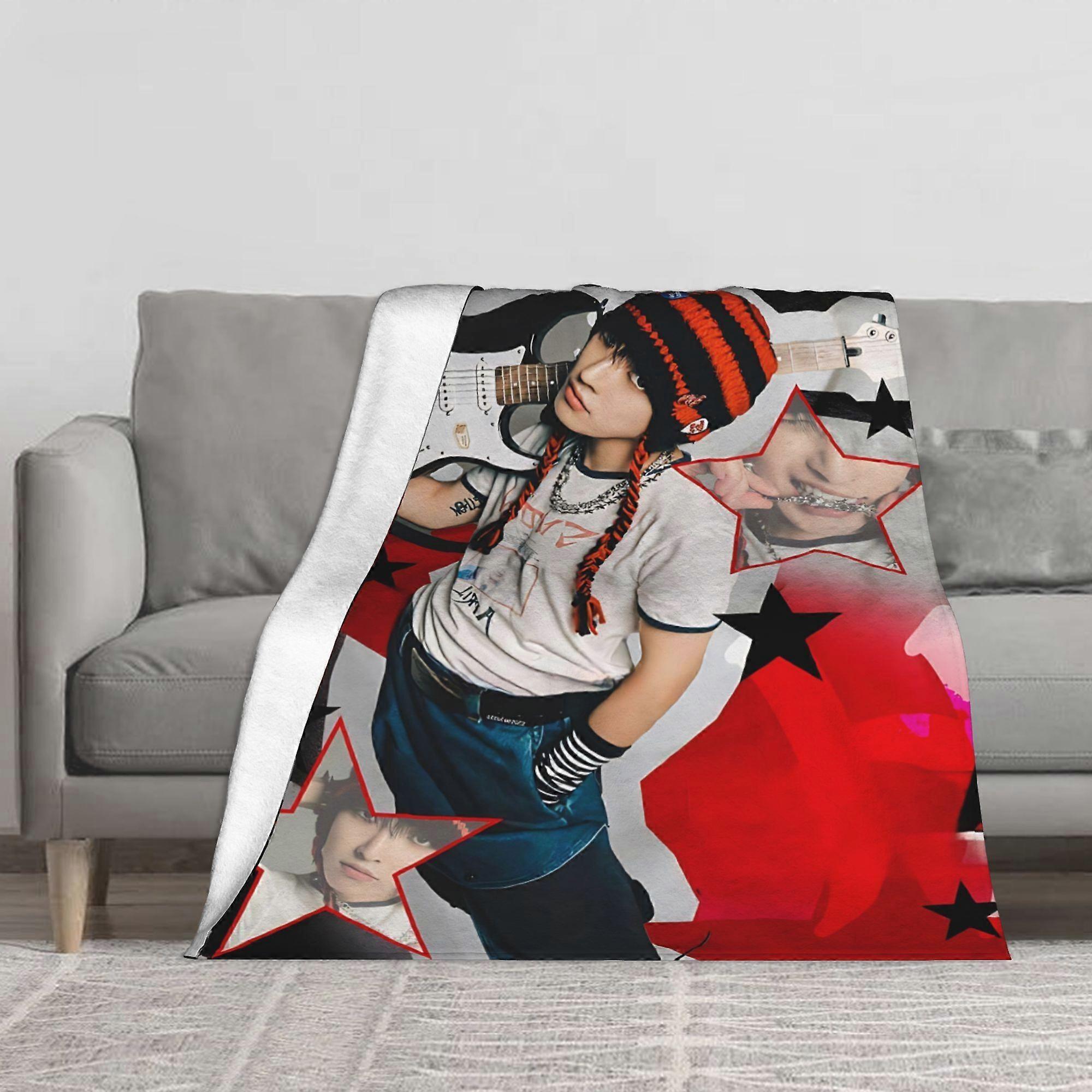 The ATEEZ Hongjoong Inspired Lightweight Flannel Blanket, Made with Soft And Snug Fabric, Is Perfect for Quiet Camping N-PLAQJ17