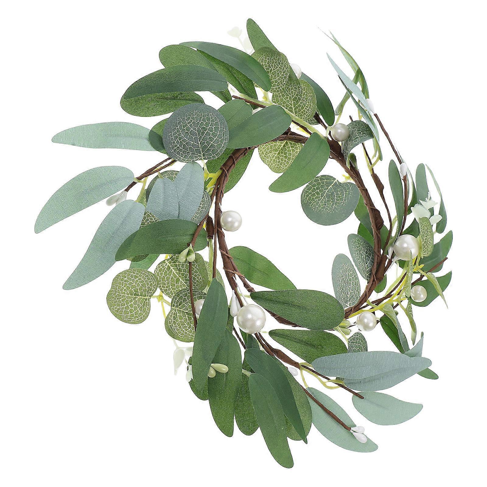 Eucalyptus Artificial Leaf Candle Holder Wreath for Table Centerpiece